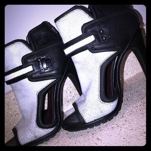 Black and gray heels.